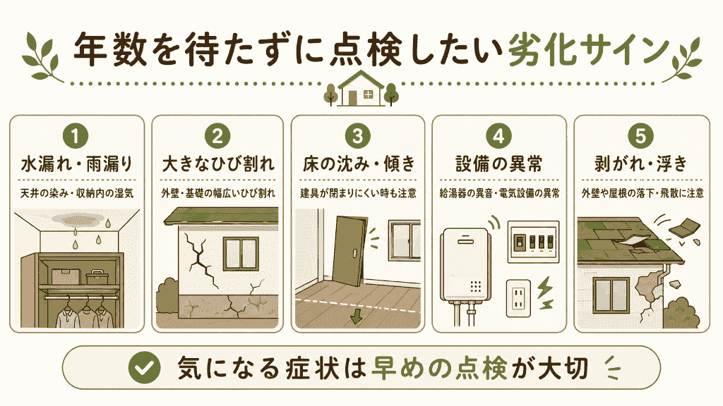 年数を待たずに点検したい劣化サイン