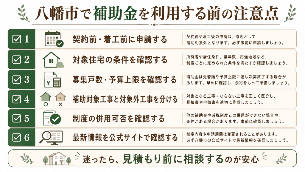 八幡市で補助金を利用する前の注意点